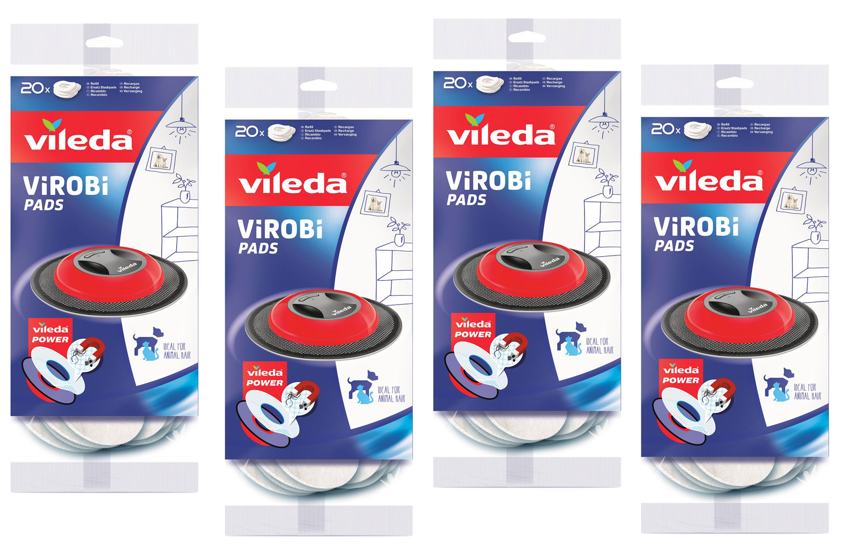 4x 20er Pack Vileda ViROBi Staubwischroboter Ersatzpads Ersatz Tücher Wischbezug