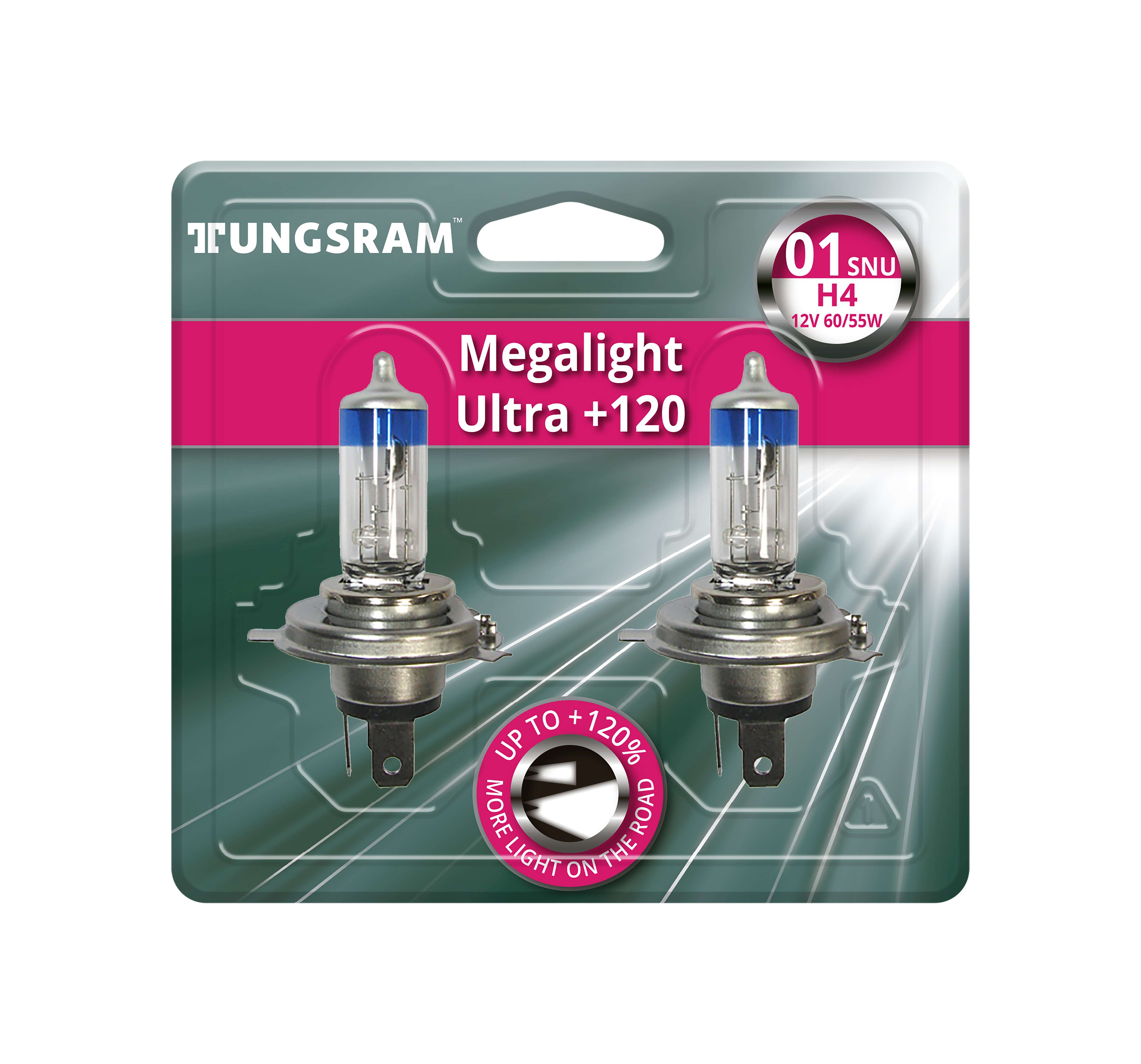 H4 12V 60/55W P43t Megalight Ultra - Plus 120 2 St. Blister 