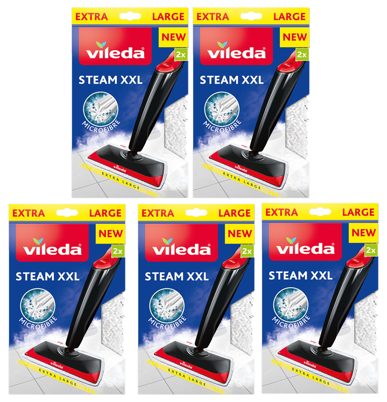 5x vileda steam xxl microfibre ersatzbezug für
