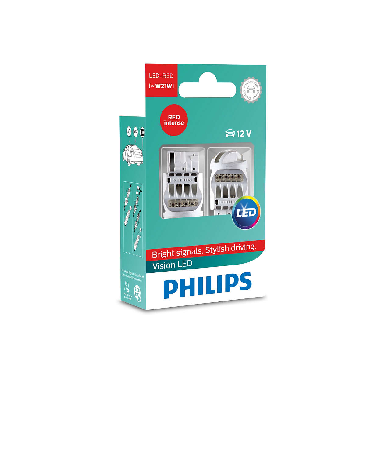 W21W 12V Vision LED RED intense 2 St. Philips - Auto-Lamp Berlin