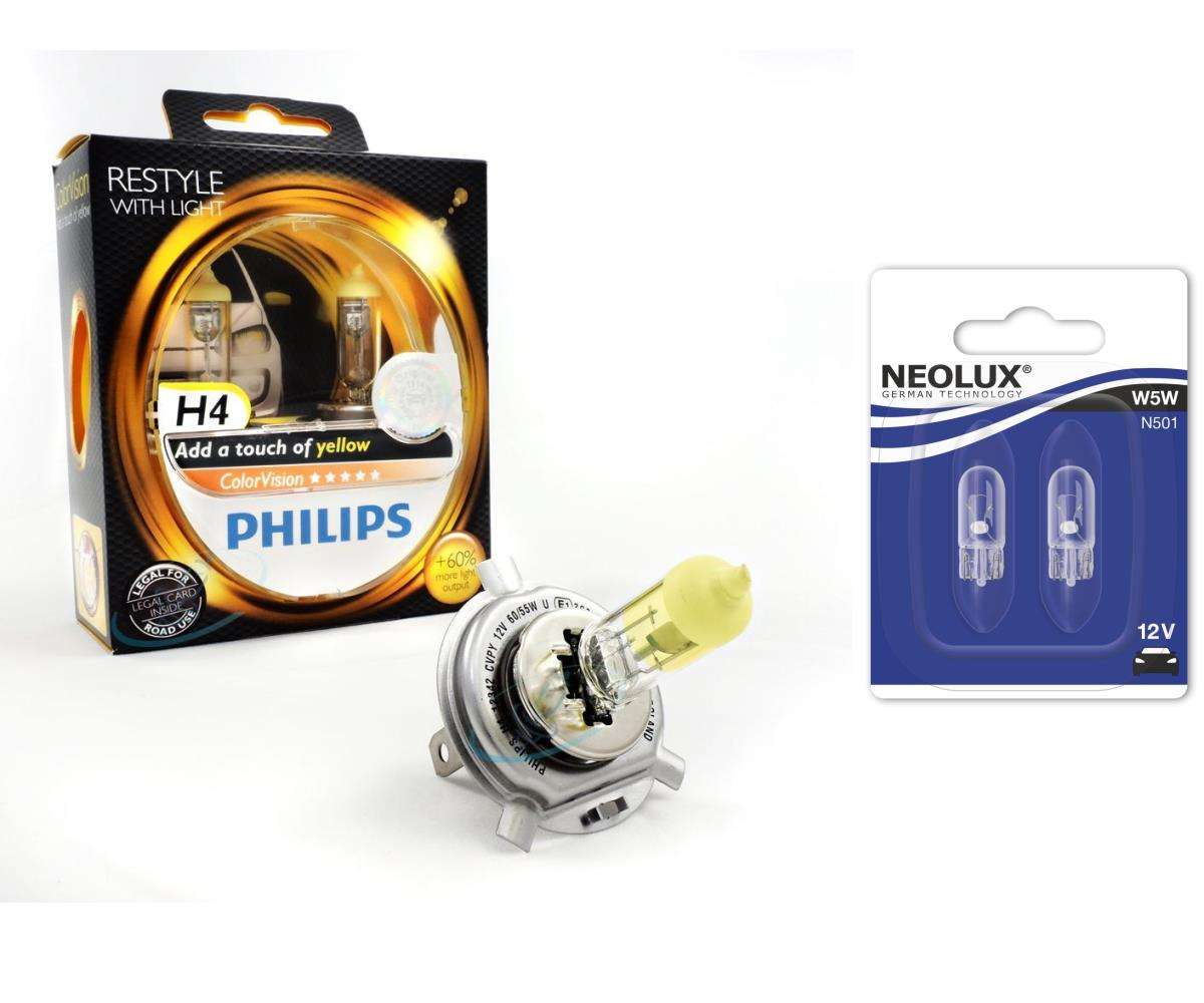 12V 60//55W Angebot#5 Glühlampe PHILIPS H4 ColorVision Yellow 2 Stück